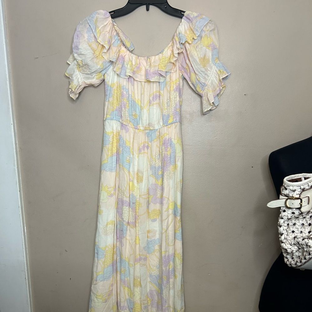 ba&sh Ruffle Maxi Dress garden party wedding guest vacation resort beach xsmall